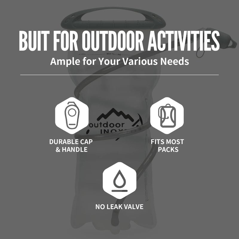 INOXTO 1.5L/2L/3L Hydration Bladder, Water Bladder with Water Reservoir Hose Insulator & High Flow Bite Valve for Hiking Backpack, Leak Proof 1.5/2L/3L Water Reservoir for Camping Cycling Running - Image 2